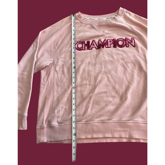CHAMPION SPELLOUT Campus French Terry Cotton Sweatshirt, Pink| Women's Size: 1X - Picture 4 of 10